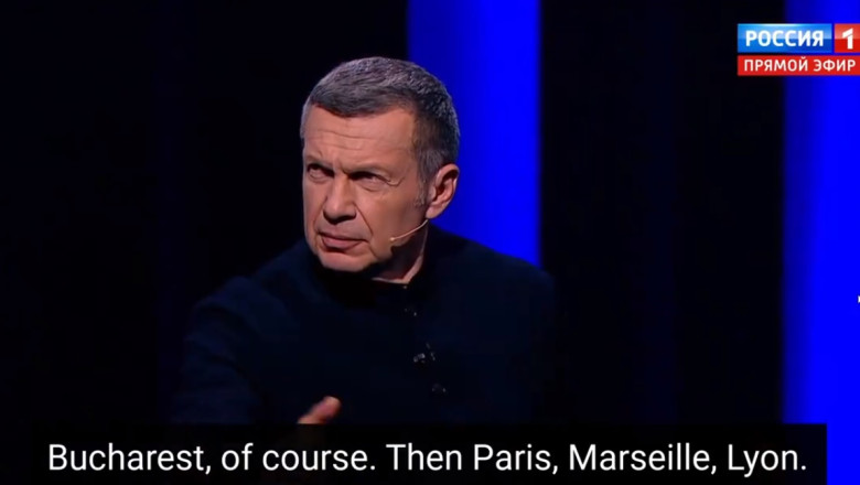 Un nou delir la televiziunea rusa. Propagandistul lui Putin spune ca Bucurestiul trebuie bombardat nuclear Imagine