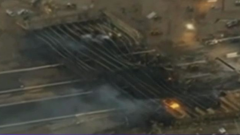 Un pod in constructie, de 32 de milioane de dolari, a ars in intregime Imagine