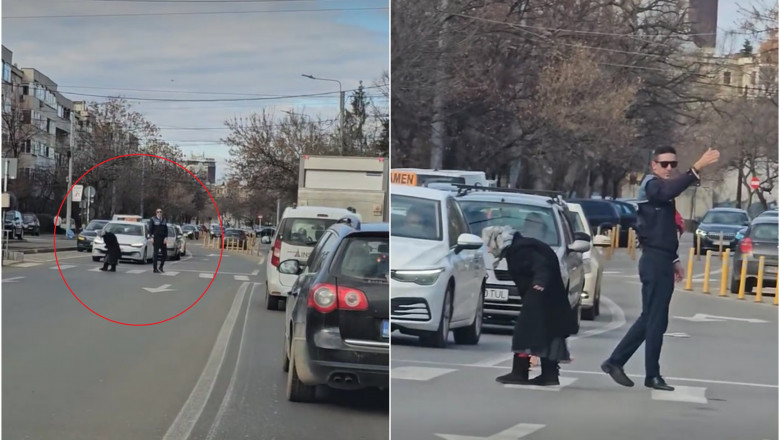 Un politist din Ploiesti a intrerupt examenul auto pentru a ajuta o batrana sa treaca strada. "Asa arata normalitatea!" Imagine