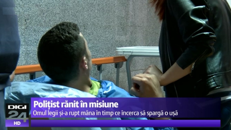 Un politist din Suceava si-a rupt mana in timp ce incerca sa sparga usa unui suspect de trafic de droguri Imagine