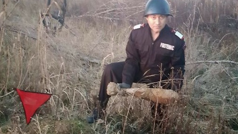 Un proiectil neexplodat, de calibrul 120 mm, a fost descoperit de un vanator in Giurgiu Imagine