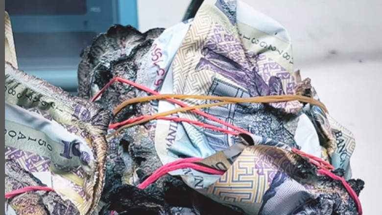 Un roman s-a dus cu un teanc de bancnote arse la BNR. Sucursala i-a dat la schimb bani noi Imagine