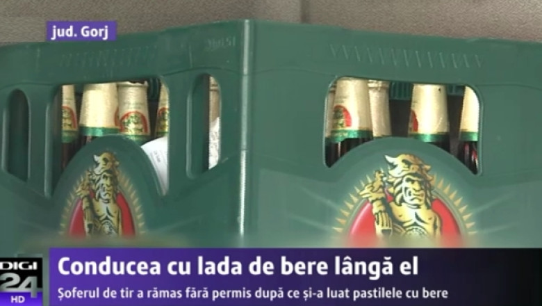 Un sofer ceh a fost prins conducand cu o lada de bere langa volan. Scuza sa: isi lua pastilele cu lichidul din sticle Imagine