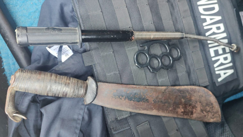 Un tanar a amenintat elevii in curtea unei scoli din Satu Mare. Jandarmii au gasit asupra lui o maceta si un baston Imagine