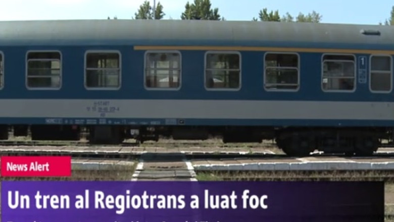 Un tren Regiotrans cu navetisti a luat foc pe ruta Cerna-Timisoara Imagine
