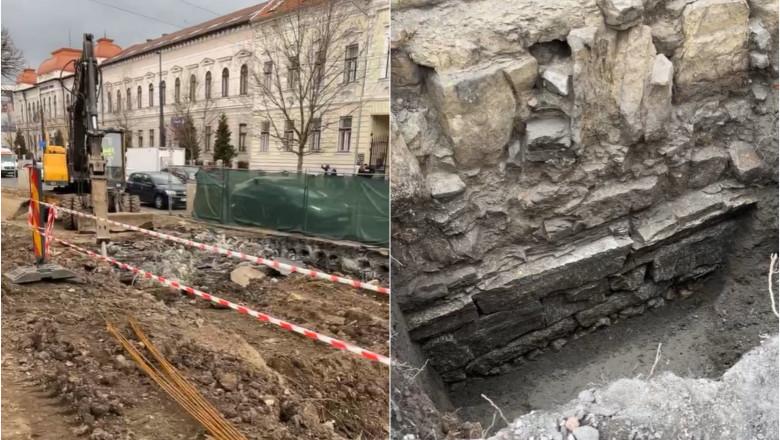 Un zid roman a fost descoperit la 4 metri adancime, in Cluj-Napoca, pe santierul unui viitor parc. "Avem istoria sub ochii nostri" Imagine