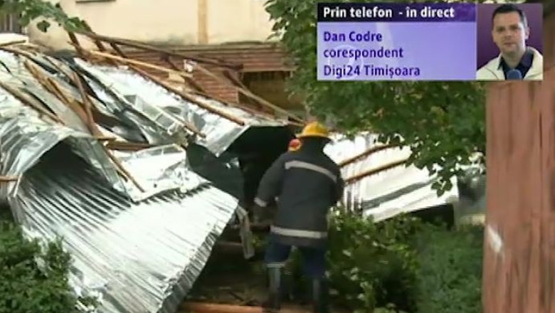 Vestul Romaniei, in zodia furtunilor. Vantul puternic a smuls un acoperis si a doborat copaci Imagine
