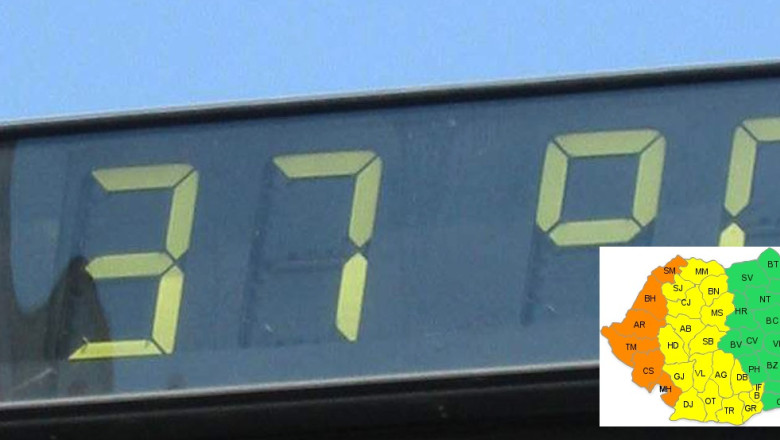 Vestul tarii se coloreaza in portocaliu. Temperaturile ajung joi si vineri la 40 de grade. Imagine