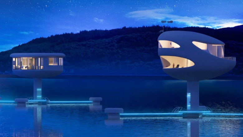 Viata intr-o casa plutitoare de lux. Cum arata locuintele aflate la doi metri deasupra valurilor, cu vedere la ocean de 360 de grade Imagine