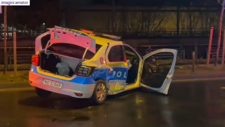 VIDEO Accident grav in Bucuresti, cu 8 raniti. O soferita a intrat intr-o masina de politie Imagine