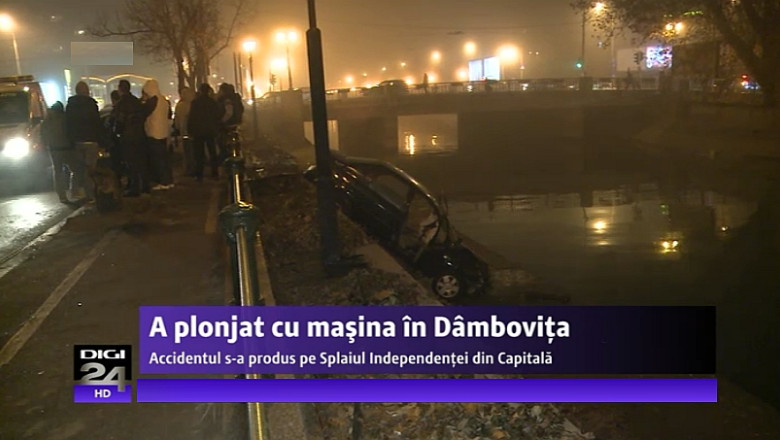 VIDEO Accident in Bucuresti: O masina a plonjat in Dambovita de pe Splaiul Independentei Imagine
