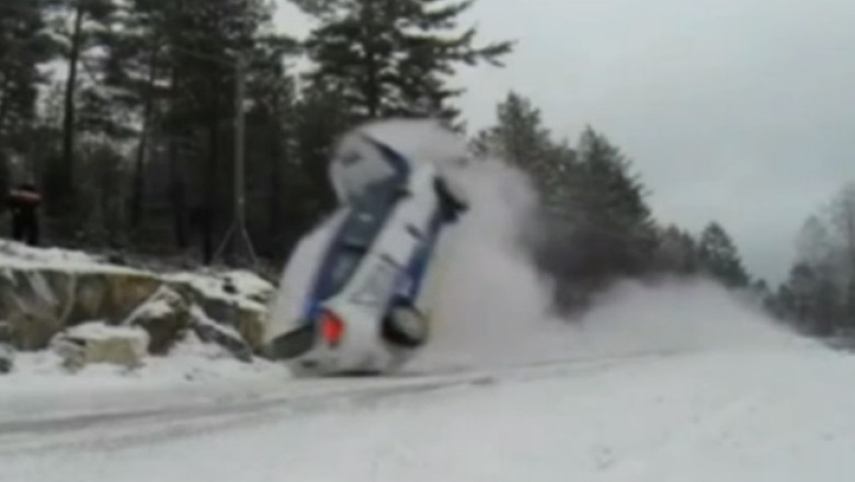 VIDEO. Accident la 150 km/h. O masina de raliu s-a rasturnat si a cazut apoi in albia unui rau Imagine