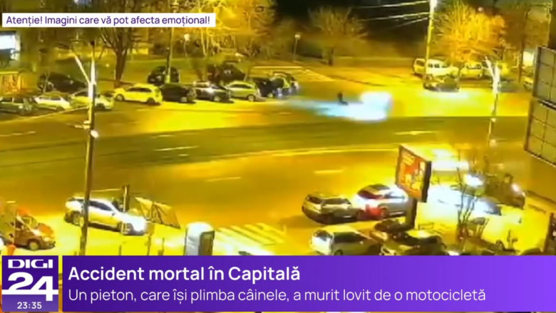 VIDEO Accident mortal in Bucuresti: Un barbat si cainele lui au murit, dupa ce au fost loviti in plin de o motocicleta Imagine