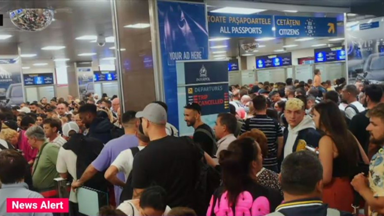 VIDEO. Aglomeratie infernala pe Aeroportul Otopeni, la Sosiri. 14 avioane au aterizat in decurs de o ora Imagine