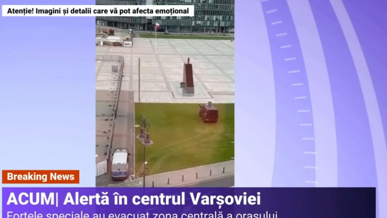 VIDEO Alerta cu bomba in centrul Varsoviei. Barbatul care ameninta ca se arunca in aer s-a predat politiei dupa cateva ore Imagine