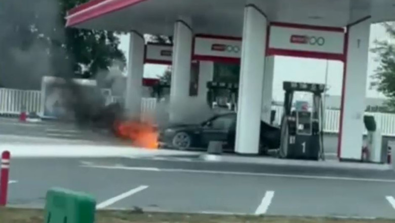 VIDEO Alerta pe Centura Capitalei, dupa ce o masina a luat foc intr-o benzinarie Imagine