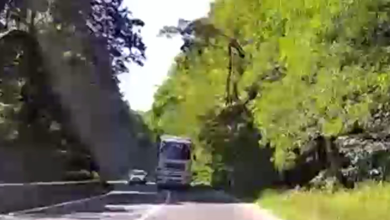 VIDEO. Aproape de tragedie: Un sofer evita in ultimul moment coliziunea frontala cu un TIR condus inconstient pe DN 11 Imagine