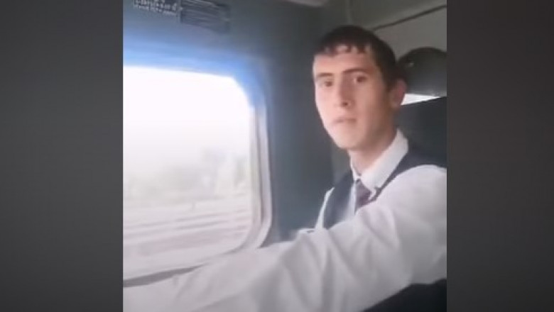 VIDEO Baiatul care a furat o locomotiva din gara Medgidia si a plecat la plimbare s-a si filmat. Spune ca voia sa ajunga la Constanta Imagine