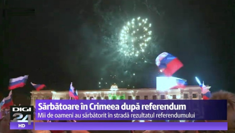 VIDEO Bucurie si focuri de artificii in Crimeea, dupa ce 95% din locuitorii regiunii au votat pentru alipirea la Rusia Imagine