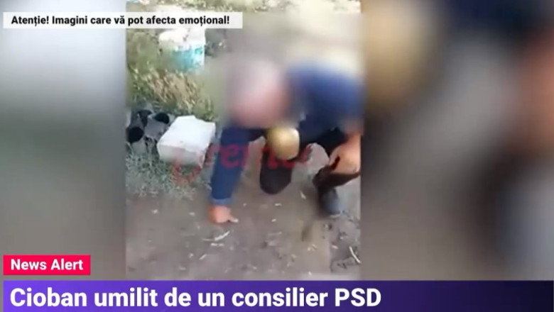 VIDEO. Cioban umilit de un consilier PSD. I-a legat o talanga de gat si l-a pus sa faca precum berbecul Imagine