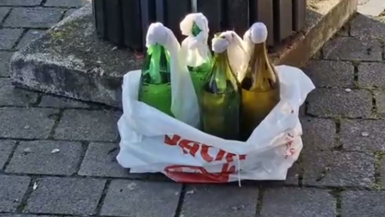 VIDEO. Cocktail-uri Molotov, gasite pe strada, in fata Catedralei Ortodoxe din Alba Iulia Imagine
