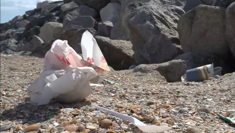 VIDEO Cum arata plajele din Romania la final de sezon. Turistii au lasat in urma chistoace de tigari, resturi alimentare si ambalaje Imagine