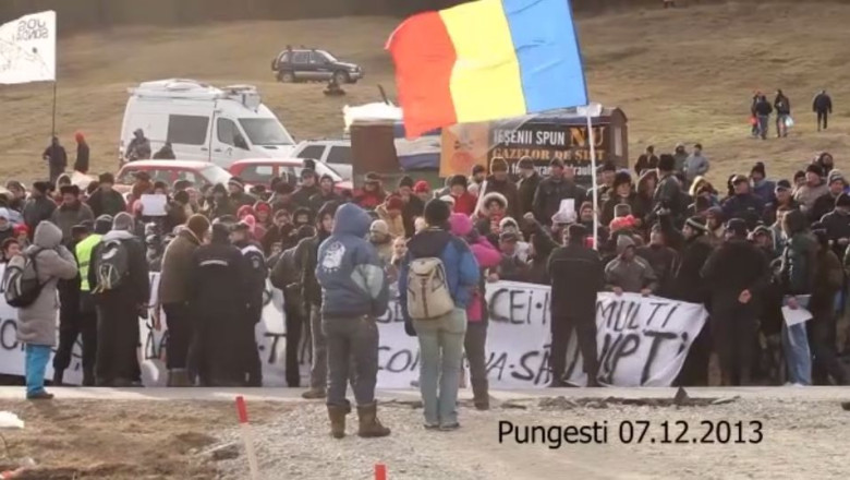 VIDEO. Cum arata protestele de la Pungesti filmate din terenul Chevron Imagine