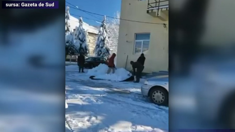 VIDEO Deszapezire cu patura: Cum au curatat zapada angajatii unei primarii din Gorj Imagine