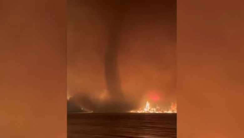 VIDEO „Fenomen incredibil de rar”. O tornada de foc s-a produs intr-o zona devastata de incendii, in Canada Imagine