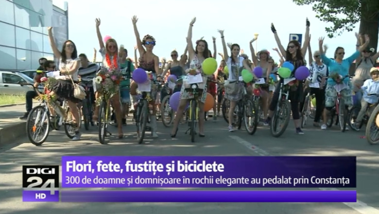 VIDEO Flori, fete, fuste si biciclete. Demonstratie de stil pe doua roti la Constanta Imagine