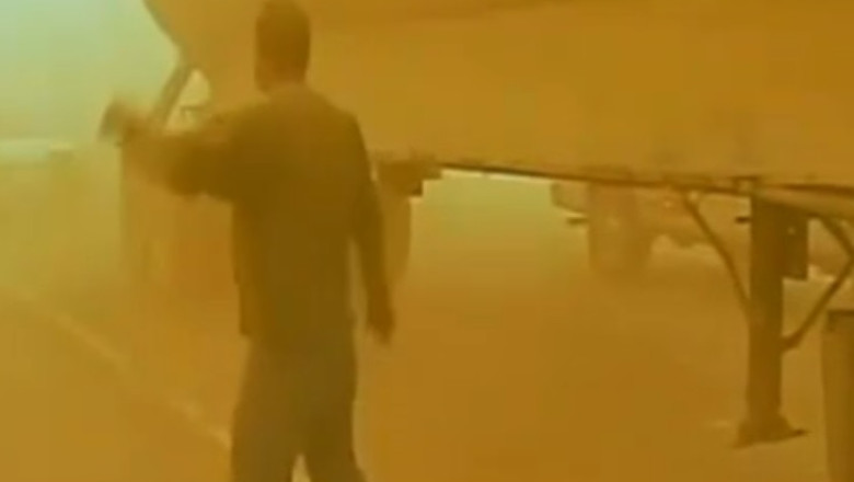 VIDEO. Furtuna de nisip, haos pe autostrada Imagine