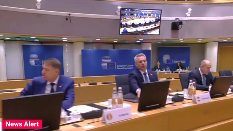 VIDEO Karl Nehammer a stat intre Klaus Iohannis si presedintele bulgar la Consiliul European. Problema migratiei, pe agenda discutiilor Imagine