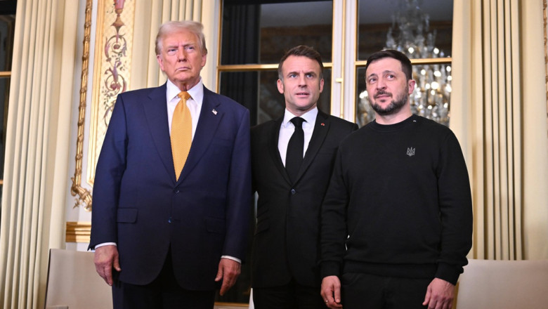 VIDEO. Macron i-a primit pe Trump si Zelenski la Palatul Elysee Imagine