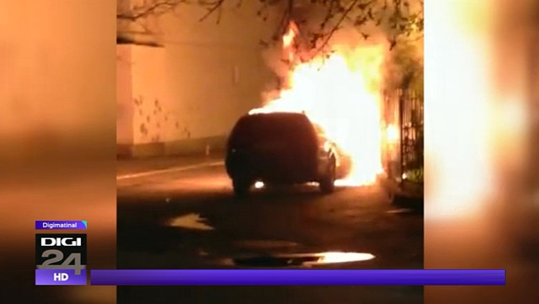 VIDEO Masina unui ofiter DNA a ars la Botosani Imagine