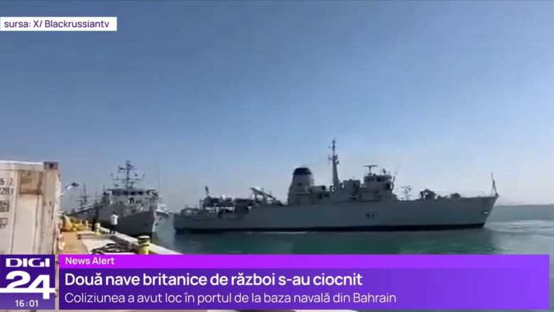 VIDEO Momentul in care doua nave britanice de razboi se ciocnesc intr-un port din Bahrain Imagine