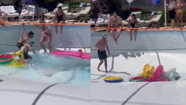 VIDEO Momentul in care un crater format intr-o piscina inghite un om, in timpul unei petreceri Imagine