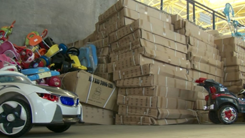 VIDEO. Paradisul secret al jucariilor confiscate. Sute de tone de produse au fost confiscate de la evazionisti Imagine