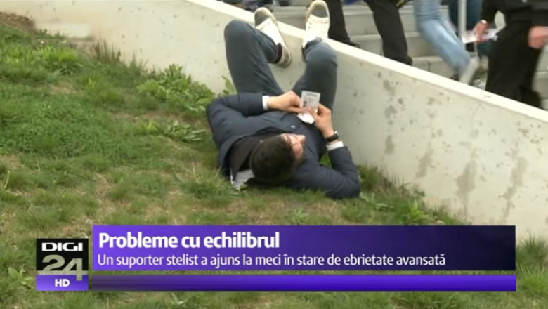 VIDEO Probleme de echilibru la meciul Dinamo – Steaua. Un suporter stelist in stare de ebrietate ofera faza serii Imagine