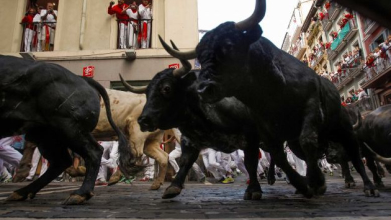 VIDEO. Trei raniti in cursa cu tauri de la Pamplona in a doua zi de festival Imagine