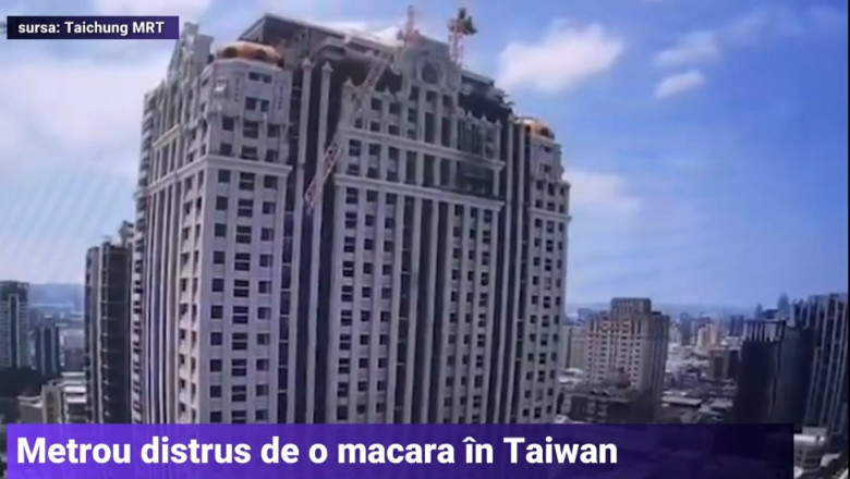 VIDEO Tren de metrou distrus de o macara cazuta din varful unui santier de 31 de etaje: Un om a murit si 10 au fost raniti in Taiwan Imagine