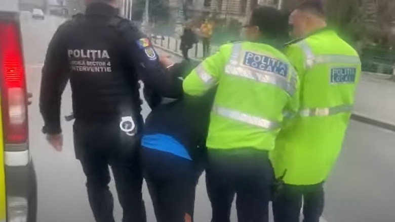 VIDEO Un echipaj al Politiei Locale a fost atacat cu pietre la intrarea in Pasajul Unirii din Bucuresti. Agresorul a fost prins Imagine