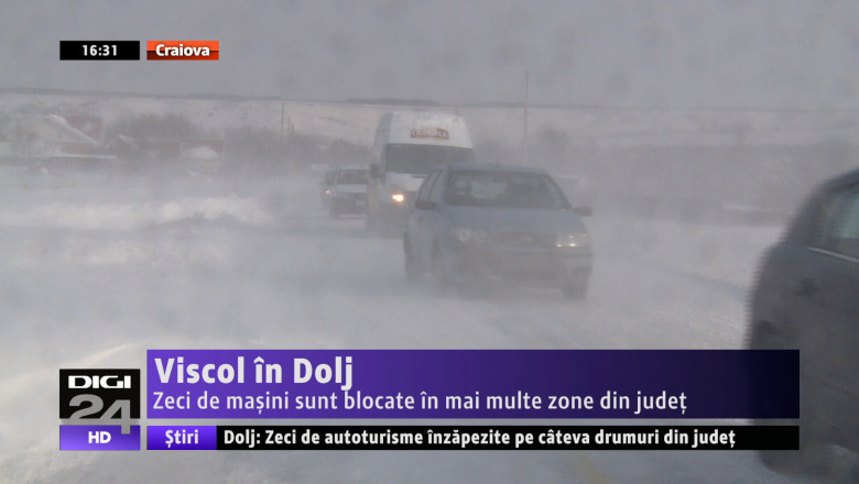 Viscol in Dolj. Zeci de masini sunt blocate in mai multe zone din judet Imagine