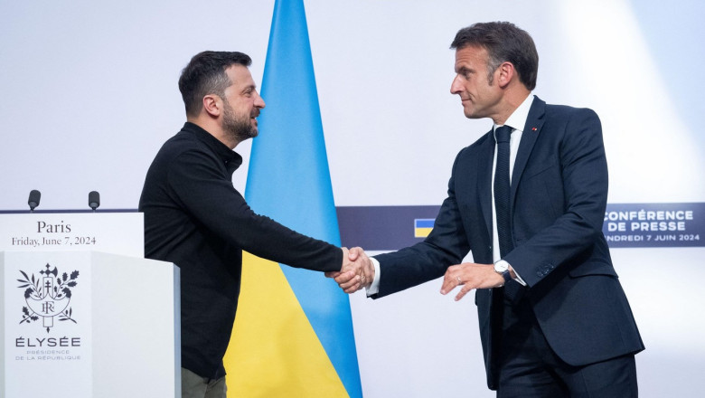 Volodimir Zelenski se declara convins ca Franta isi va mentine sprijinul pentru Ucraina si dupa alegerile cruciale din weekend Imagine