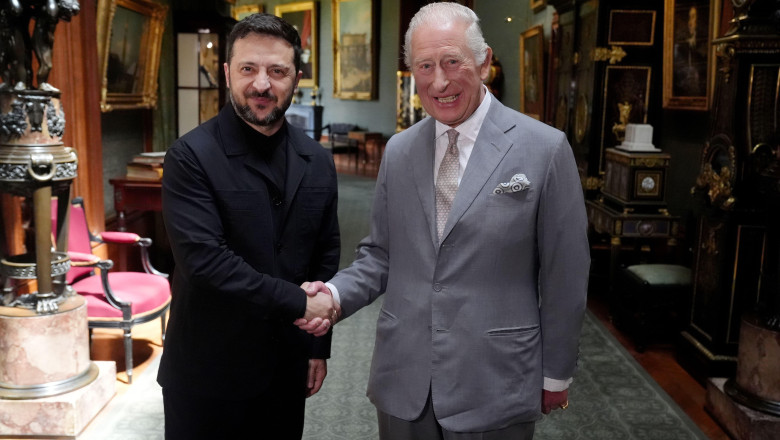 Volodimir Zelenski, vizita in Marea Britanie. Presedintele ucrainean s-a intalnit si cu regele Charles al III-lea la Windsor Imagine