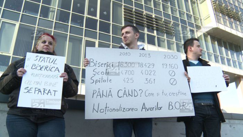 Vor sa transmita un mesaj clar: ”Vrem spitale, nu catedrale!”. Ziua de Actiune Laica, la Timisoara Imagine