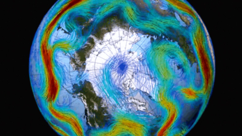 Vortexul polar si-a schimbat directia si acum se invarte in sens invers deasupra Arcticii Imagine