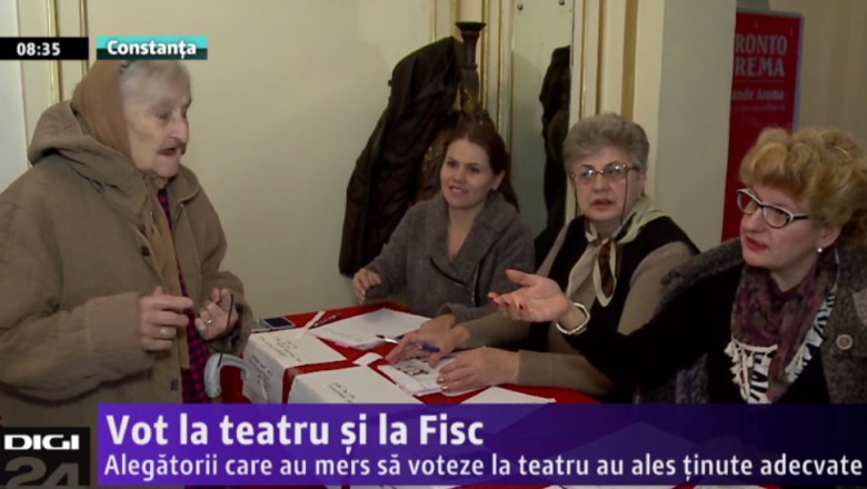 Vot la teatru si la Fisc. Alegatorii care au mers sa voteze la teatru au ales tinute adecvate Imagine