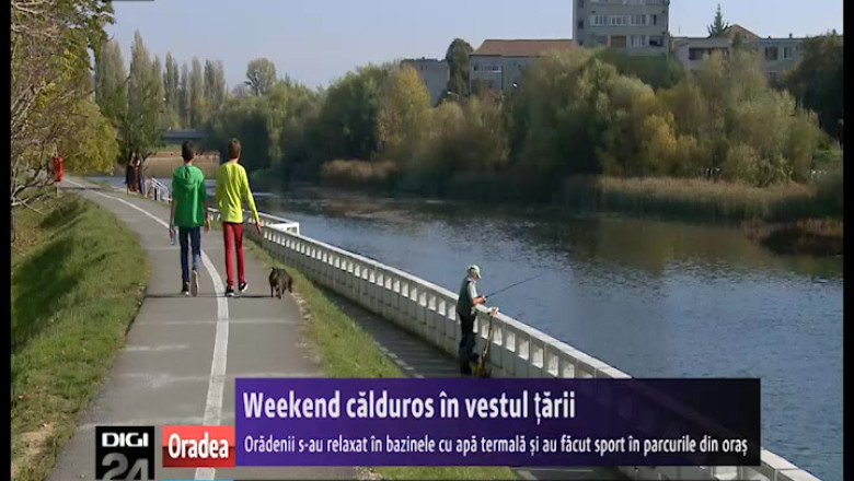 Weekend calduros in vestul tarii. Oradenii s-au relaxat in bazinele cu apa termala si au facut sport inparcurile din oras Imagine