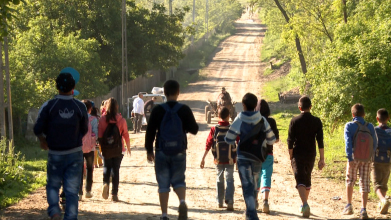 Zeci de copii merg opt kilometri prin padure pentru a ajunge la ore Imagine