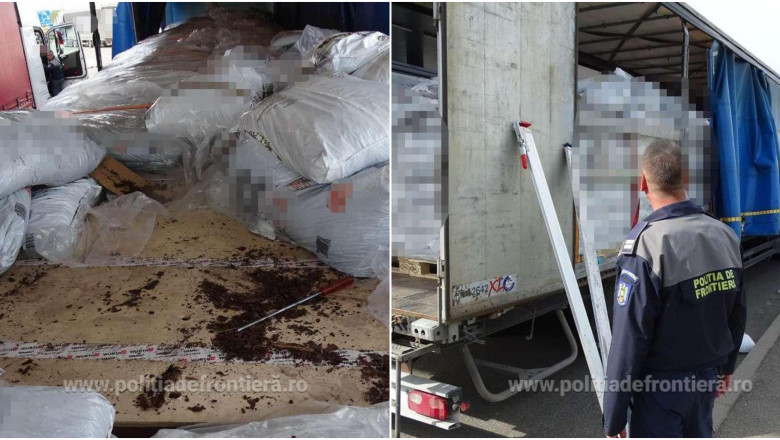 Zeci de migranti din Siria, prinsi la intrarea in Romania ascunsi printre saci cu pamant de flori Imagine